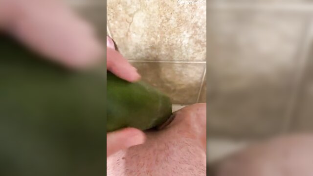 cucumber deep in pussy gape