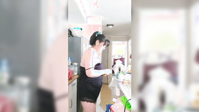 mom and stepson kitchen fuck