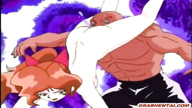 redhead hentai gets worm inside her pussy